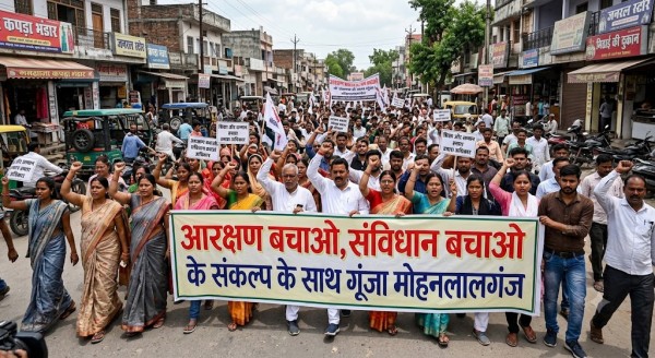 आरक्षण बचाओ, संविधान बचाओ के संकल्प के साथ गूंजा मोहनलालगंज