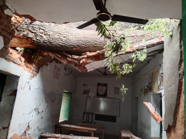 तेज तूफान में आम का वृक्ष गिरने से प्राथमिक विद्यालय शेखपुर आशिक का भवन ध्वस्त,  प्राथमिक विद्यालय कोटिला अख्तियारी की बाउंड्री वाल क्षतिग्रस्त
