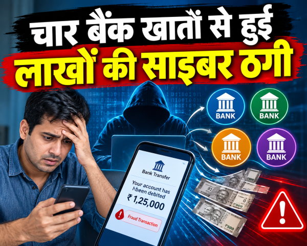 चार बैंक खातों से हुई लाखों की साइबर ठगी