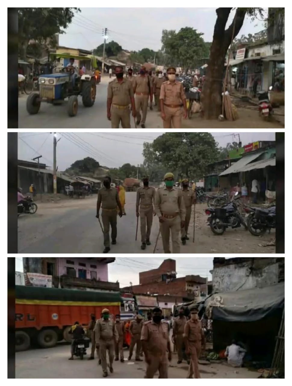 मिर्जापुर जिले के लालगंज में थाना प्रभारी के नेतृत्व में किया गया रुट मार्च।