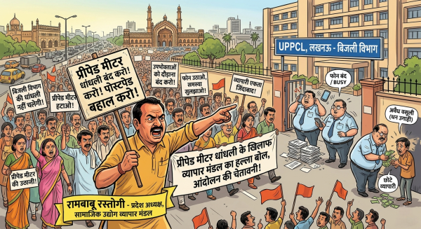 प्रीपेड मीटर की धांधली के खिलाफ व्यापार मंडल का हल्ला बोल, आंदोलन की चेतावनी