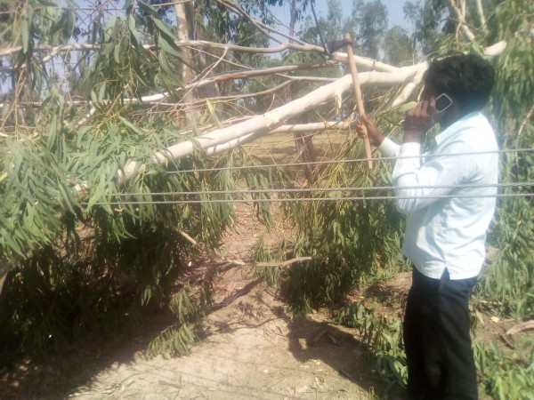 रविवार शाम तेज आंधी पानी से - मोहनलालगंज सहित दर्जनों गांवों मे टूटे बिजली के पोल