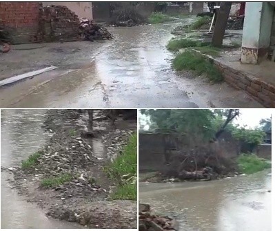 गांवों मे सफाई न होने से नालियां चोक, रास्ते मे जल भराव