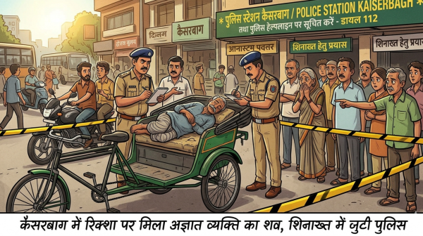 कैसरबाग में रिक्शा पर मिला अज्ञात व्यक्ति का शव, शिनाख्त में जुटी पुलिस