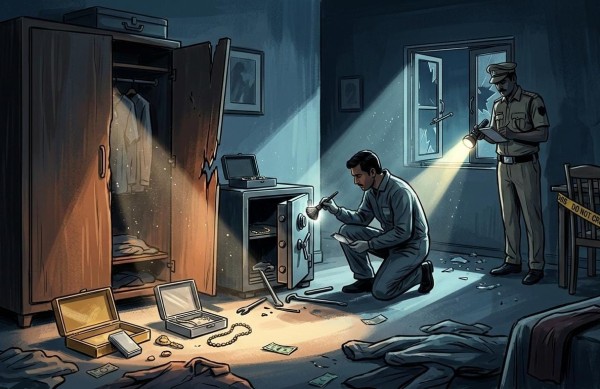 परिवार की गैरमौजूदगी में लाखों की चोरी, ताले तोड़कर नकदी और जेवर पार