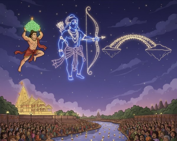 दीपोत्सव-2025: अयोध्या के आसमान में 'रामकथा', 1100 ड्रोन ने उकेरी अद्भुत आकृतियां