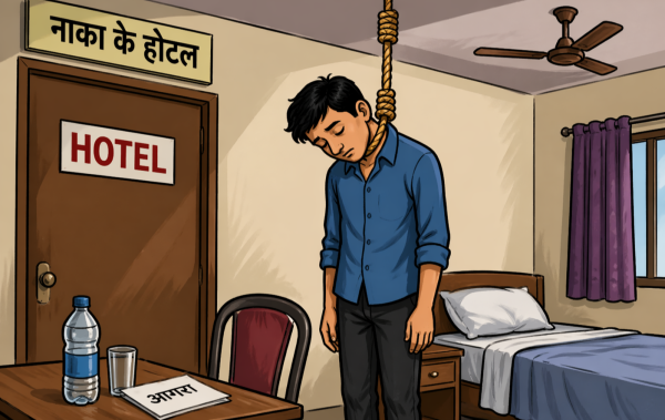 नाका के होटल में आगरा के युवक ने फंदा लगाकर दी जान