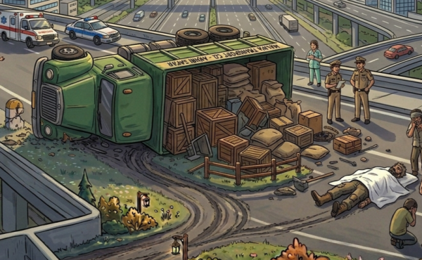 पारा में भीषण सड़क हादसा: अनियंत्रित होकर पलटा ट्रक, एक मजदूर की दर्दनाक मौत