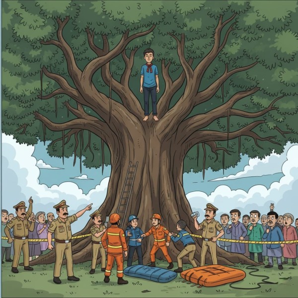 अज्ञात युवक ने बरगद के पेड़ पर फांसी लगाकर दी जान