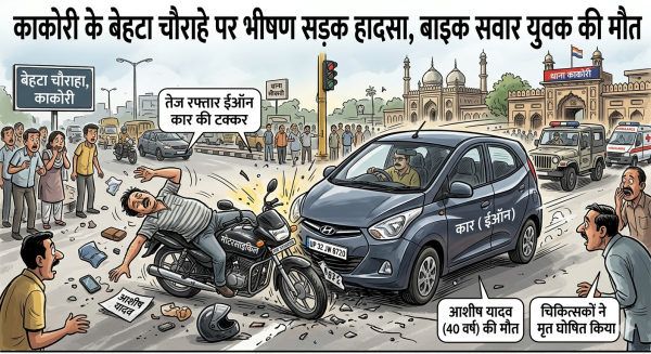 बेहटा चौराहे पर भीषण सड़क हादसा, बाइक सवार युवक की मौत