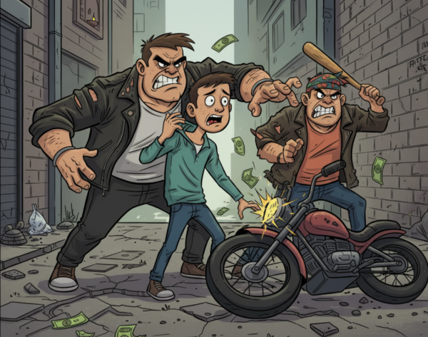 पैसों के लेनदेन के विवाद में युवक को धमकाया, पीटा और बाइक तोड़कर पैसे छीने।