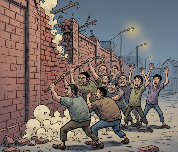 दबंगों का तांडव, बाउन्ड्री वाल गिराकर युवक को पीटा और दी जान से मारने की धमकी