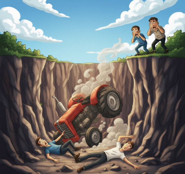 अनियंत्रित होकर ट्रैक्टर गहरी खंदक में पलटा, दो युवकों की दर्दनाक मौत