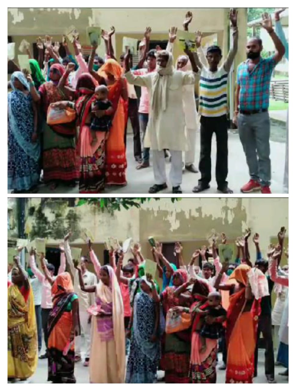 मिर्जापुर में मजदूरी नहीं मिलने से नाराज श्रमिकों ने धरना प्रदर्शन करते हुए हलिया खंड विकास अधिकारी को सौंपा पत्रक