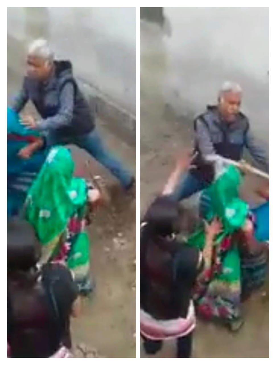 मिर्जापुर के चिल्ह थाना क्षेत्र में नाली बनाने के विवाद में बुजुर्ग महिलाओं पर हुए अत्याचार का वीडियो हुए वायरल।
